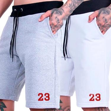 Imagem de Kit 2 Bermudas Moletom Esportivas Shorts Basquete Americano 23 Plus Size-Masculino