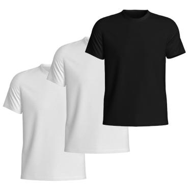 Imagem de Kit 3 Camisetas Masculina Algodão Lisa Manga Curta Básica Dia a Dia-Masculino