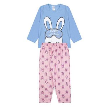 Imagem de Pijama Infantil Feminino Inverno Coelho - Hey Kids Azul Claro - HeyKid