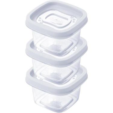 Imagem de Kit 3 Potes Clic Quadrado 200ml 10x9x9cm - PLASUTIL