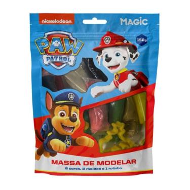 Imagem de Massa modelar 6 cores 3 moldes 1 rolinho - patrulha canina meninos