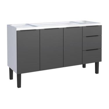 Imagem de Gabinete Armário Cozinha Jupter 1.50 Mt 100% Aço P/ Pia -Balção -3 Por