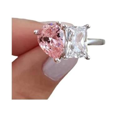 Imagem de Anel De Noivado E Casamento Feminino Em Prata Esterlina 925 Com Zircôn