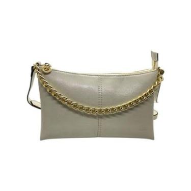 Imagem de Bolsa Feminina Anacapri Tiracolo Detalhe Corrente Média Creme-Feminino