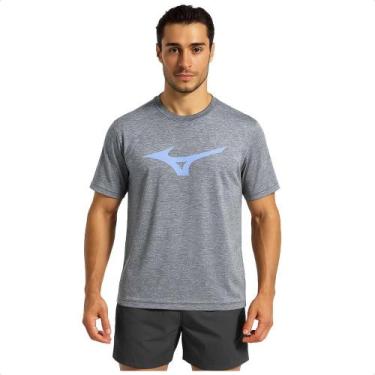 Imagem de Camiseta Mizuno Treino Run Spark Mescla Masculina, P, Grafite, Azul
