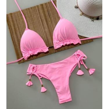 Imagem de Biquini Cortininha com Calcinha Fio Duplo - Nayklê Moda Praia, Rosa cl