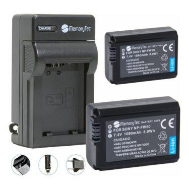 Imagem de Kit 2 Baterias NP-FW50 MemoryTec + Carregador compatível com Sony ZV-E