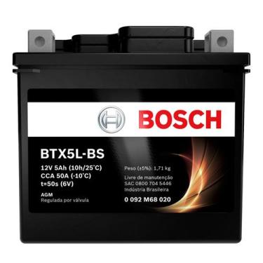 Imagem de Bateria Bosch Moto Cg 160 Start 2016 À 2018 12v 5ah Btx5l-bs