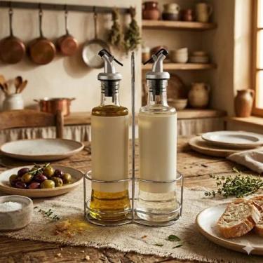 Imagem de Galheteiro Malone 2pcs Porta Azeite Vinagre Com Suporte - Hauskraft