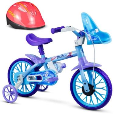 Imagem de Bicicleta Infantil com Rodinha Aro 12 Frozen Disney com Capacete Rosa