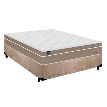 Imagem de Cama Box Casal Suede + Colchão Lis Molas Ensacadas Plumatex 138x188x64cm Bege