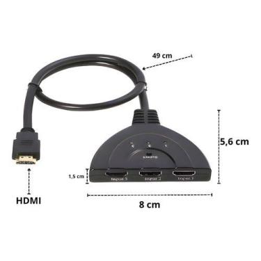 Imagem de Adaptador Hub Switch Hdmi 3x1 Splitter 4k 3d - Adapter