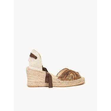 Imagem de Sandália Anabela Média Lirio Ráfia Marrom - Alhamas, Marrom escuro, 37