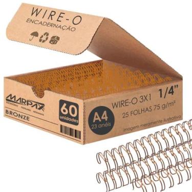 Imagem de Wire-o para Encadernação 3X1 A4 Bronze 1/4 para 25 fls 60un - Marpax