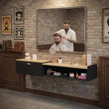 Imagem de Bancada Suporte Barbearia Completa Balcão Suspenso Salão De Beleza Est