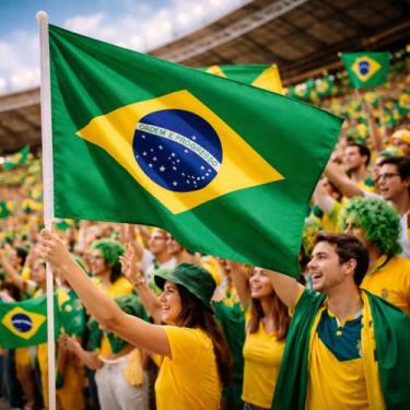 Imagem de Bandeira do Brasil Copa do Mundo Eleição C/ Haste 90x60cm - PIFFER