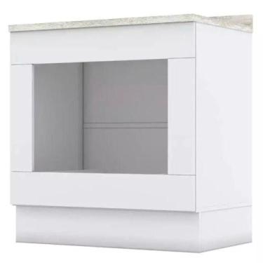 Imagem de Balcao Forno Embutir Tampo Cooktop 80 cm Americana Branco Calcare Henn
