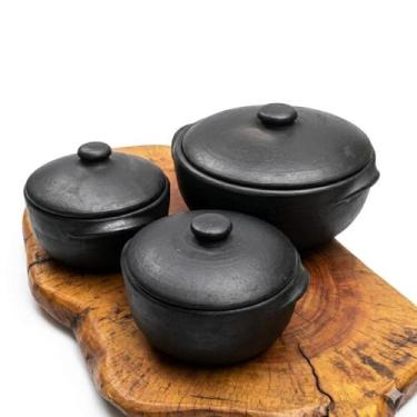 Imagem de Kit Panela de Barro 2L 3L 5L Capixaba Artesanal Moqueca Feijoada Fogão
