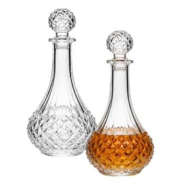 Imagem de Kit 2 Garrafa Decanter De Vidro Licor Whisky Tampa Licoteira Vinho Dec
