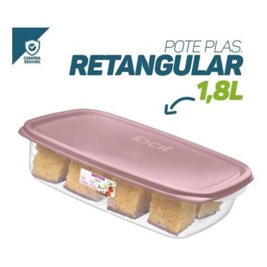 Imagem de Pote Plástico 1,8L Retangular Com Tampa Hermético Sanremo Armazenament