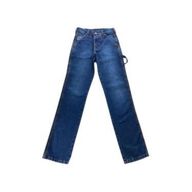 Imagem de Calça Jeans Country Masculina King Farm Carpinteira 100% Algodão, Azul