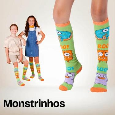 Imagem de Meia Maluca 3/4 Unissex Infantil Coloridas Diversos Modelos- Tamanho 2