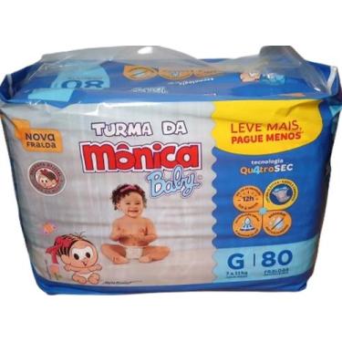 Imagem de Fralda Turma da Mônica Baby Hiper Tam. G 7 a 11kg com 80 Unidades.