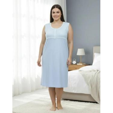 Imagem de Camisola Regata C/ Pala Estampada Plus Size No 56 Ao 60 - Formosa, Azu