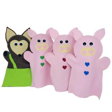 Imagem de Fantoche - Feltro - Lobo e os Três Porquinhos - Kits e Gifts