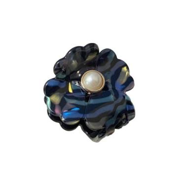 Imagem de Mini Piranha de Flor Marmorizada com Pérola para Cabelo - Pistache Ace