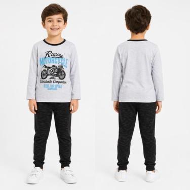 Imagem de Pijama de inverno infantil menino de malha blusa e calça - Uze Fashion