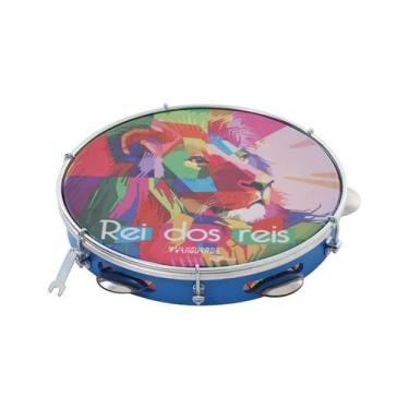Imagem de Pandeiro Vanguarda 10" ABS Pele Leitosa Personalizado Rei dos Reis (Az