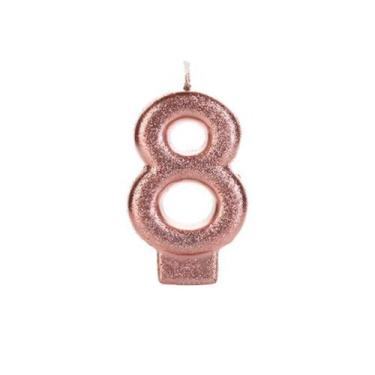 Imagem de Vela Bronze com Glitter Número 8 para Festas - no-brand