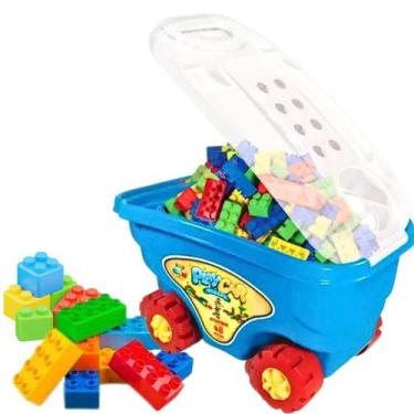 Imagem de Carrinho Com Blocos De Montar De Brinquedo Coloridos 48 Peças Infantil