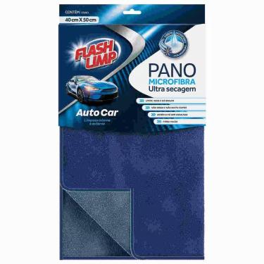 Imagem de Pano de Microfibra para Limpeza Automotiva e Doméstica Auto Ultra Secagem 40x50cm Azul Flash Limp