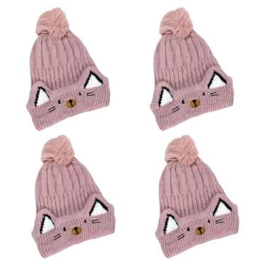 Imagem de kit 4 toucas gorro infantil de pompom bichinho para menino menina forr