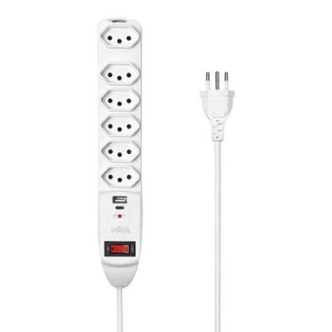 Imagem de Filtro de Linha Elgin 6 Tomadas 10A com Usb a e Usb C Bivolt