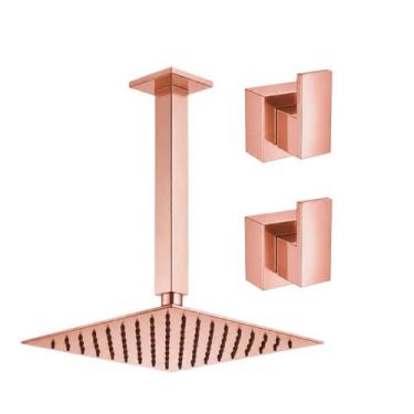 Imagem de Kit Ducha Quadrada 20x20 Slim de teto + 2 Acabamentos para Registro ba