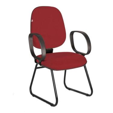 Imagem de Cadeira Ágata Gerente Pé Sky Braço Corsa Tecido Cor:Vermelho - Ideafle