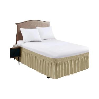 Imagem de Saia De Cama Com Babado Envolvente Para Camas King, Queen E Twin, Fáci