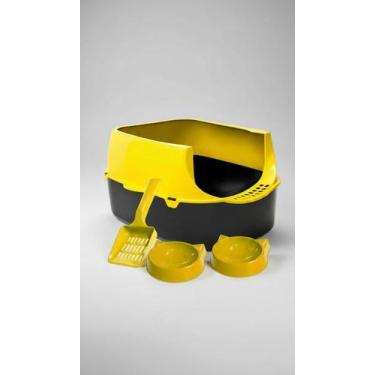 Imagem de Caixa de Areia para Gatos com Pá e Comedouros - Congratulations Store