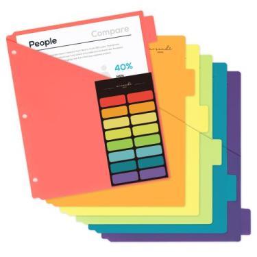 Imagem de Separadores de fichário H4D 6 abas 2 bolsos em cores primárias