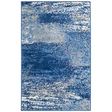 Imagem de SAFAVIEH Coleção Adirondack 2'6" x 10" prata/azul ADR112F moderno abstrato sem queda para sala de estar quarto tapete realce