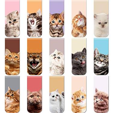 Imagem de Zonon Marcadores magnéticos para gatos, 30 peças, marcadores magnéticos para gatos, para estudantes, professores, escola, escritório, leitura, papelaria, 15 designs