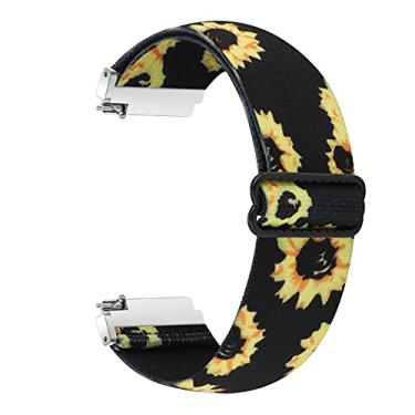 Imagem de WONFAITH Pulseiras elásticas ajustáveis para relógio de nylon – Escolha de cor e largura – 18 mm, 19 mm, 20 mm, 22 mm, pulseiras elásticas e respiráveis de liberação rápida para homens e mulheres (19 mm, girassol, preto)