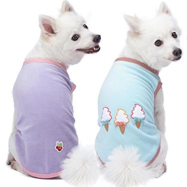 Imagem de Pacote de 7 estampas Blueberry Pet com 2 camisetas novas macias e confortáveis para cães, 2 estampas pacote com 1 camiseta ZebraBlueberry Pet Back Length 16" 43396-242235