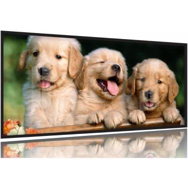 Imagem de Quadro Decorativo Filhotes Cachorro 130x60 Moldura Preta 2x2