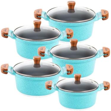 Imagem de Jogo Panela Azul Antiaderente Cerâmica Javali AM 16 a 24