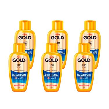 Imagem de Shampoo Niely Gold Tratamento Liso Pleno Água Termal Flor de Hibisco 275ml (Kit com 6)