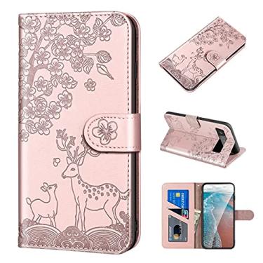 Imagem de Para o Google Pixel 6 Sika Deer Padrão de relevo Horizontal Flip PU Couather Caso com suporte e cartolina e carteira e moldura fotográfica